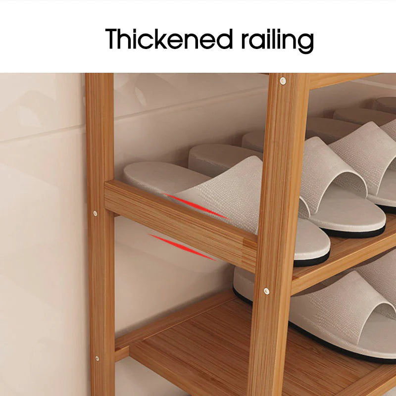 Sturdy Bamboo 6-Tier Shoe Rack with Anti-Slip Mats