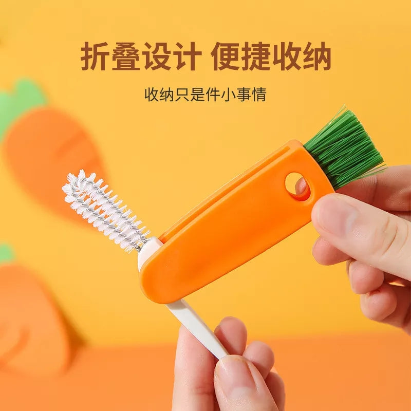 3 In 1 Carrot Shaped Cleaning Brush With Nylon Wire