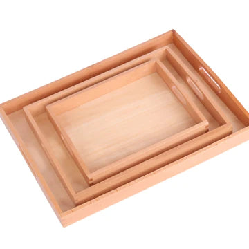 3 Pcs Wooden Serving Tray Set