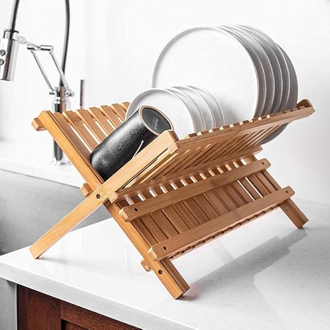 Multi-Layer Foldable Bamboo Dish Rack