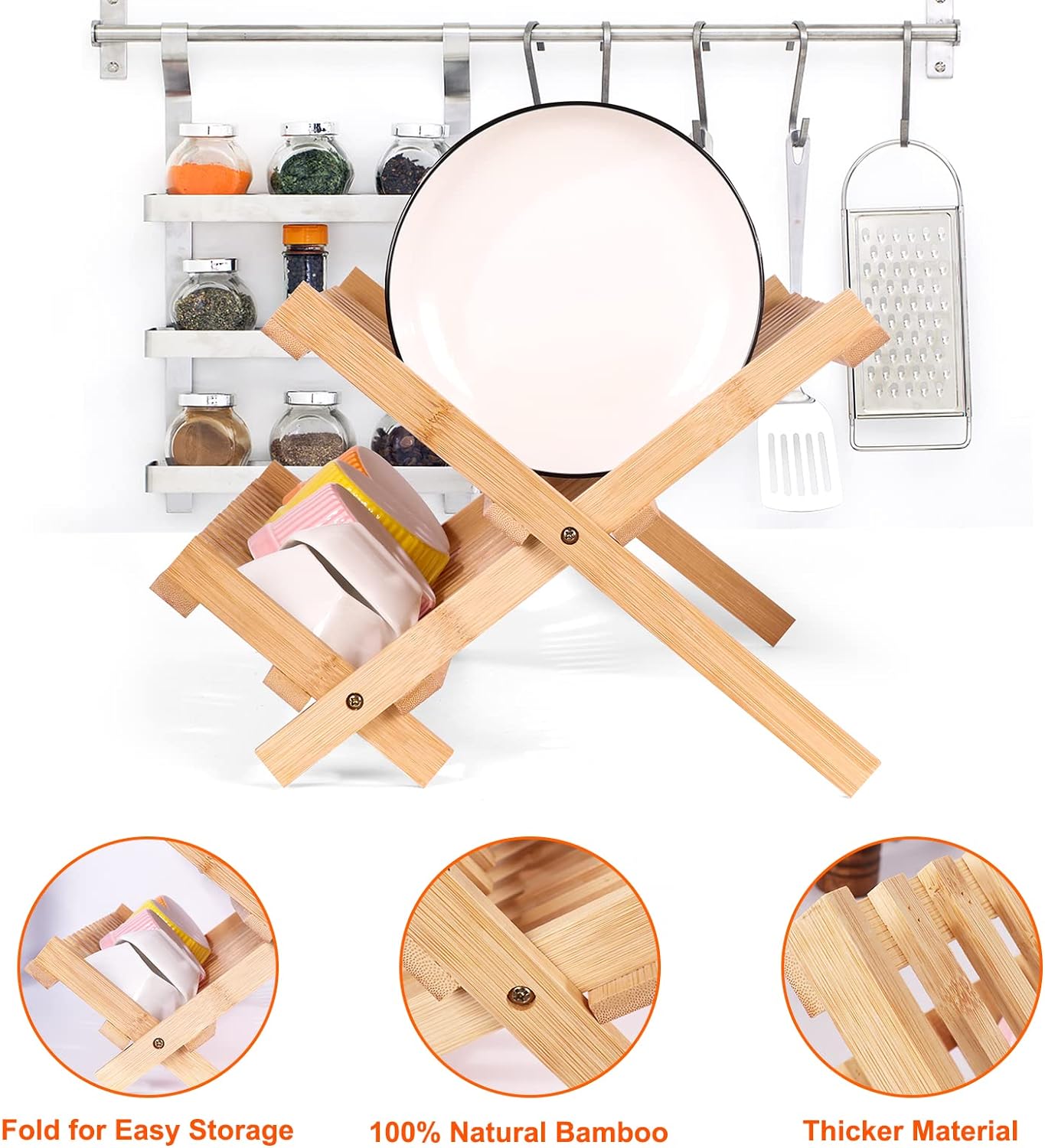 Multi-Layer Foldable Bamboo Dish Rack