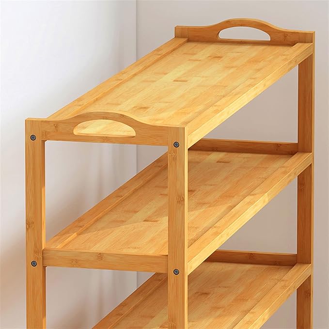 Sturdy Bamboo 6-Tier Shoe Rack with Anti-Slip Mats