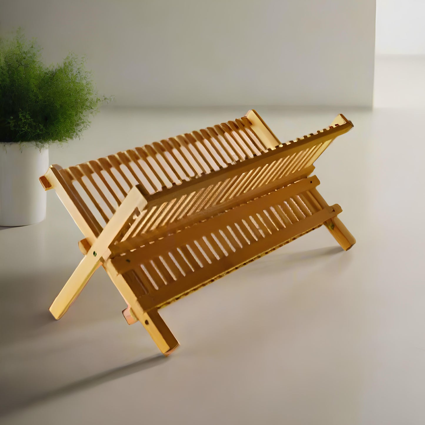 Multi-Layer Foldable Bamboo Dish Rack