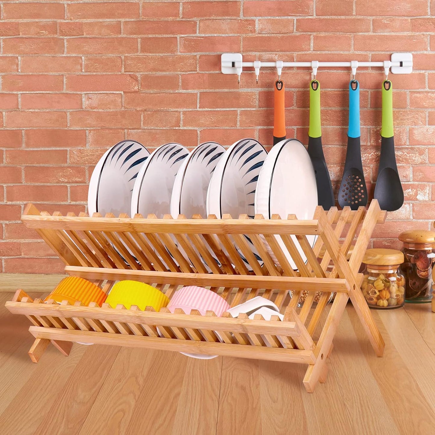 Multi-Layer Foldable Bamboo Dish Rack