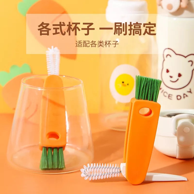 3 In 1 Carrot Shaped Cleaning Brush With Nylon Wire