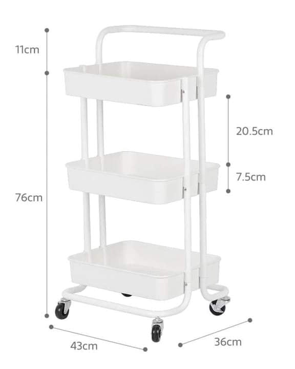 3-Tier Metal Trolley