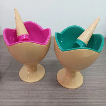 Double Delight Ice Cream Cups with Cone Spoons