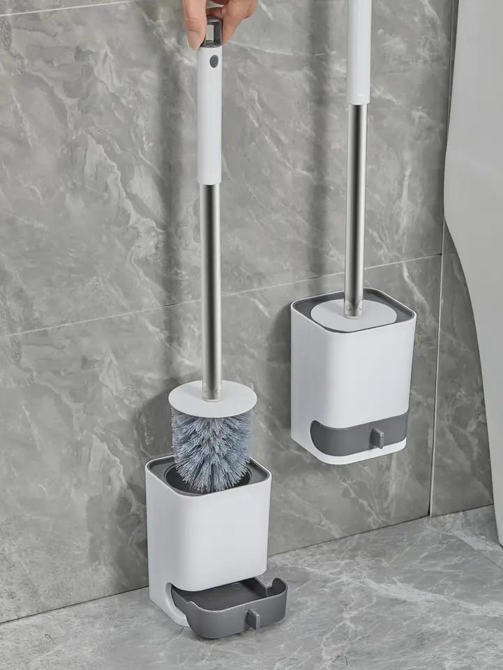 Wall Hanging Toilet Brush With Drainer Holder