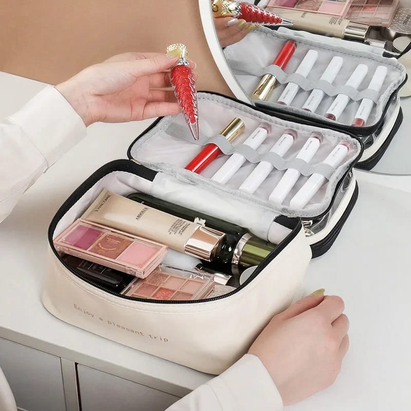 Dual Compartment cosmetic bag