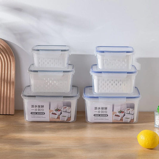 3pcs Storage Box With Drain