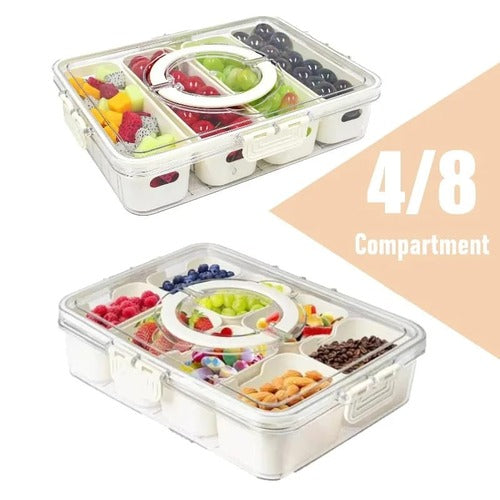 Compartment Snack Box With Lid & Handle