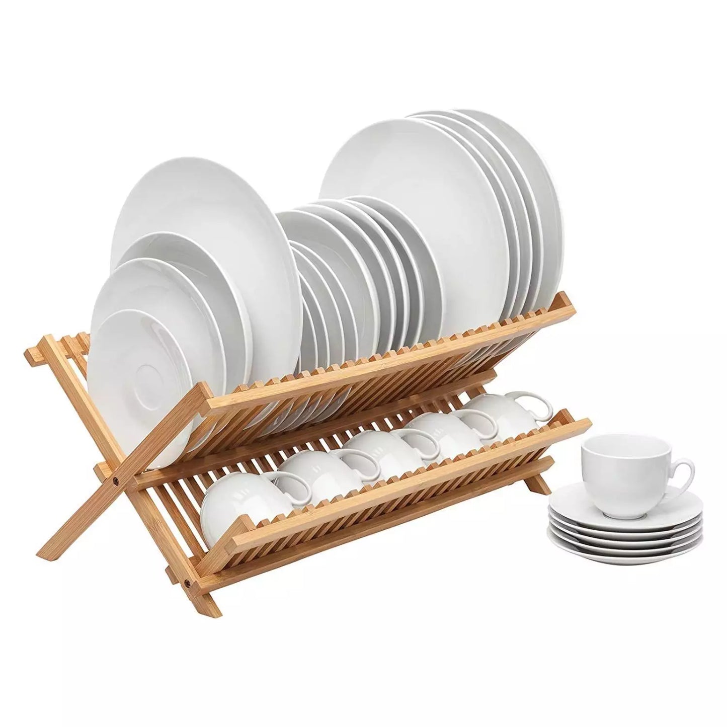 Multi-Layer Foldable Bamboo Dish Rack